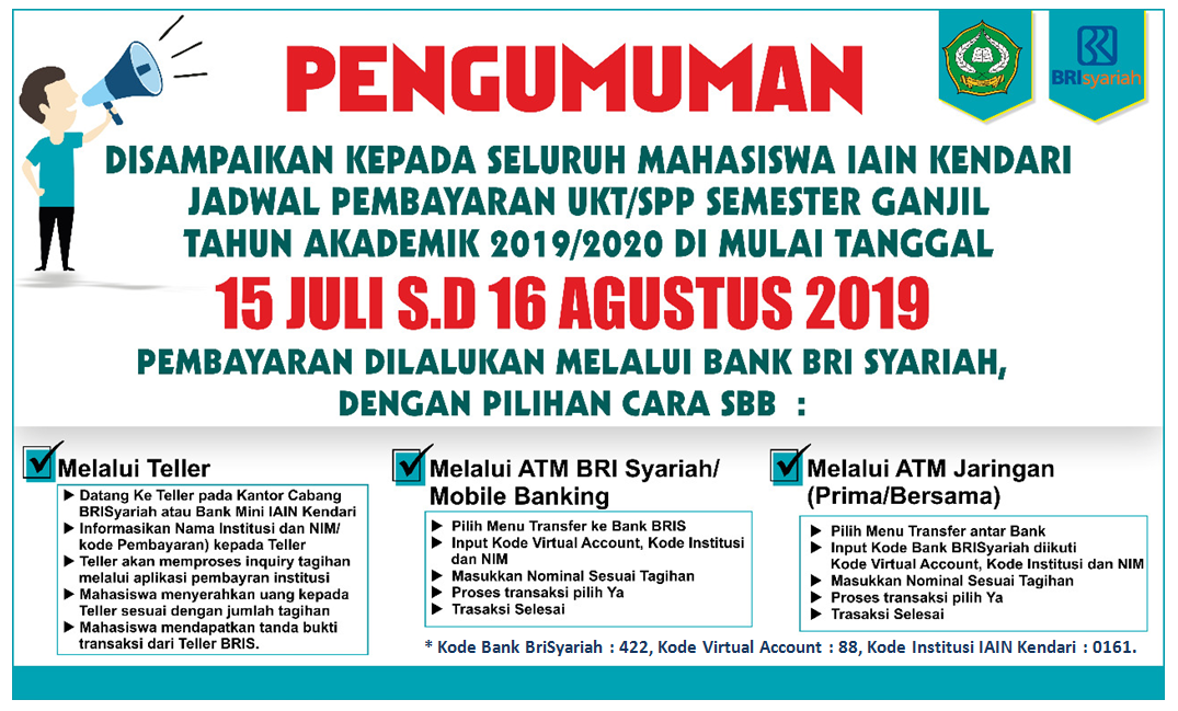 Pengumuman Masa Pembayaran UKT Semester Ganjil Tahun Akademik 2019/2020