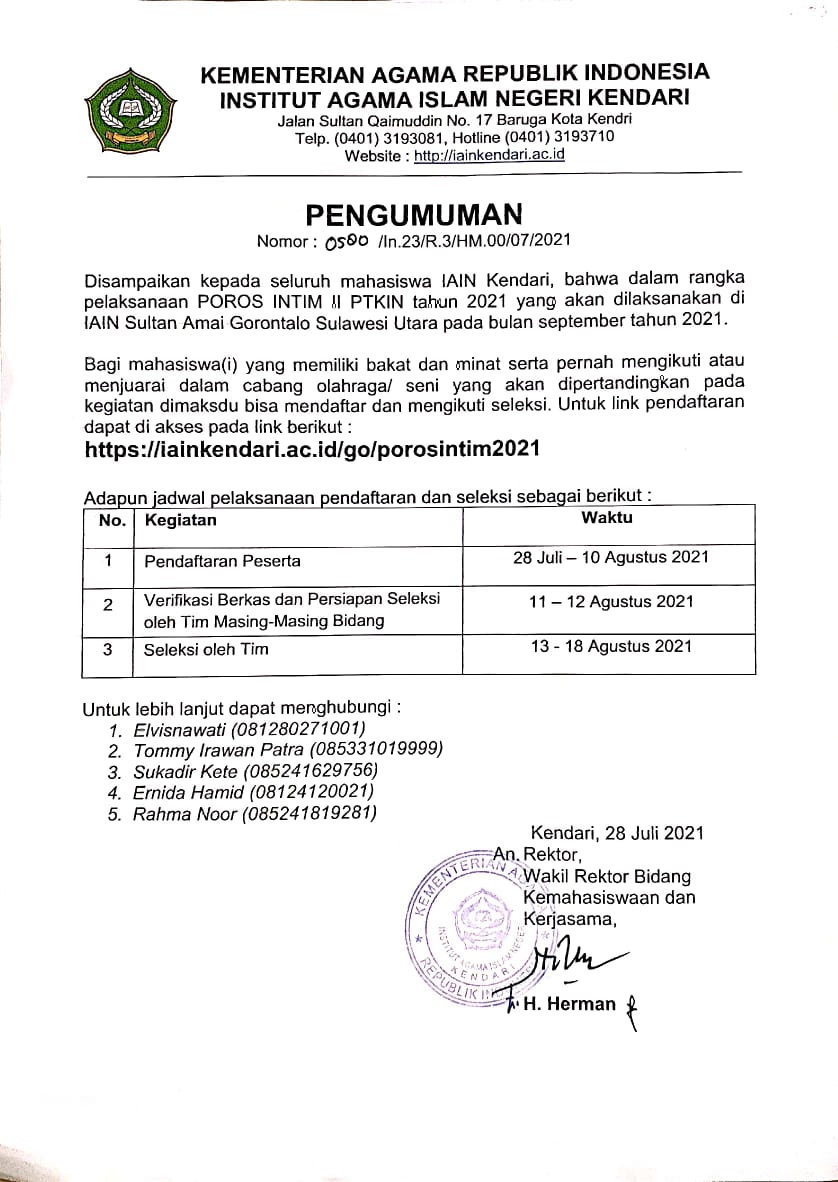 Pengumuman Pendaftaran Seleksi POROS INTIM II PTKIN Tahun 2021