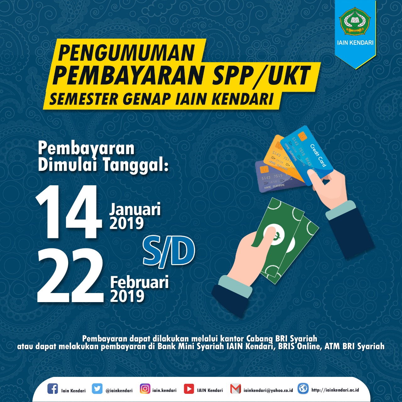 Pengumuman Pembayaran UKT Semester Genap 2018/2019
